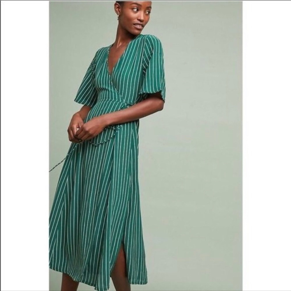 Faithfull the Brand Paseo Rich Green Wrap Dress size 10